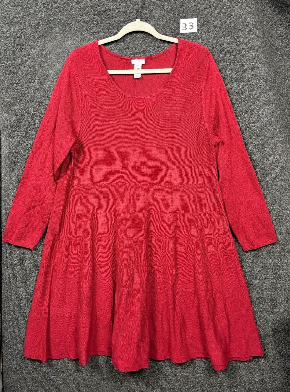 J Jill Sweater Dress Petite Size XLP Burgundy Red Long Sleeve Cotton Yak Hair